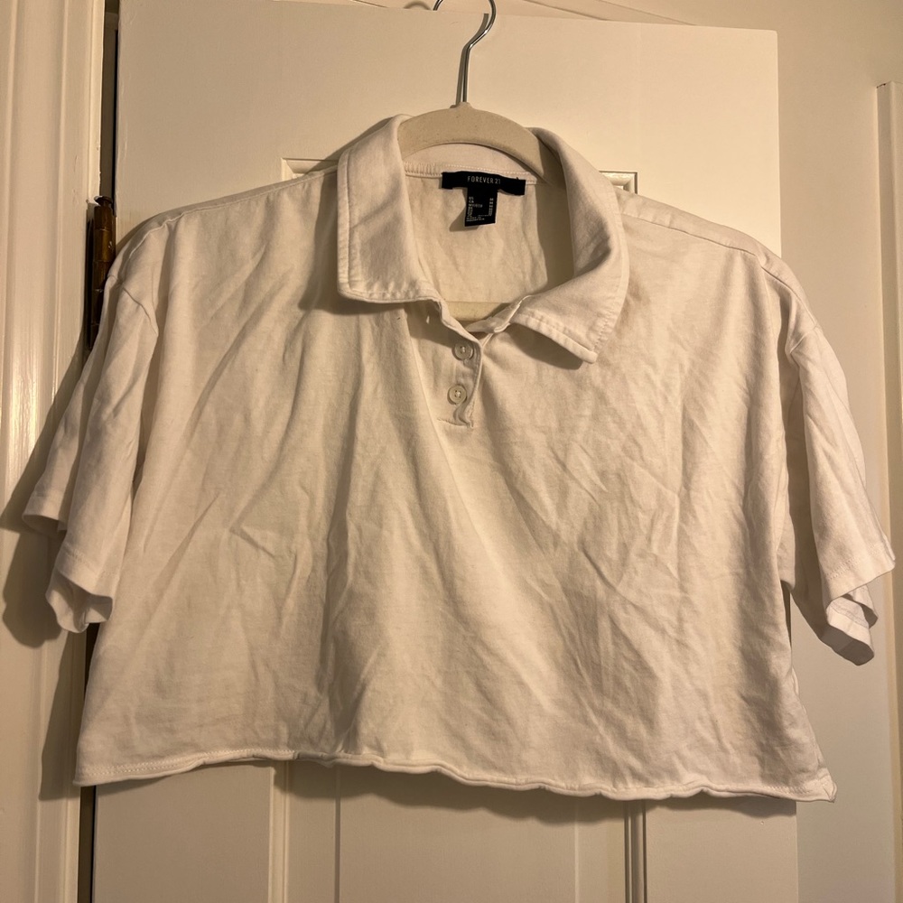 Cute white collared and button up t shirt